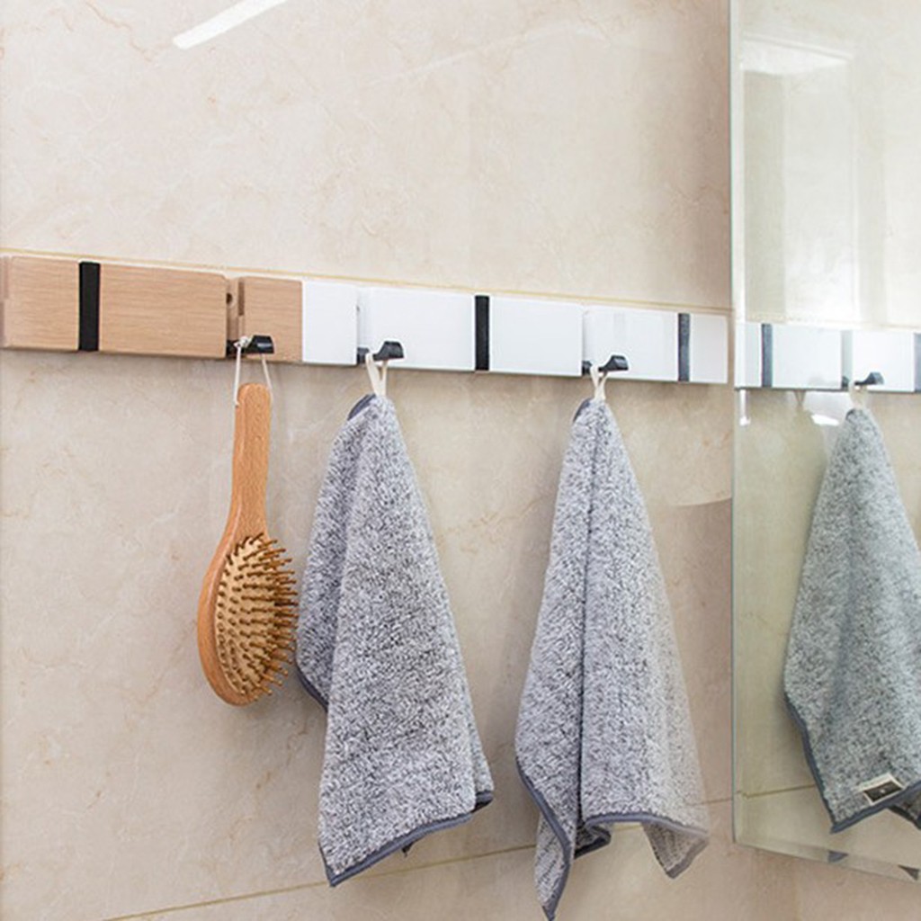 Móc Gỗ Treo Khăn Tắm, Quần Áo Gắn Tường Gấp Được