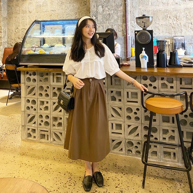 Chân váy midi dáng xòe chữ A- Chân váy chữ A công sở chất kaki