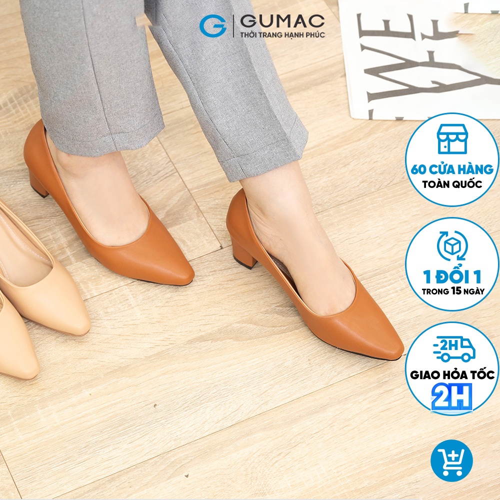 Giày cao gót bít mũi da trơn GUMAC GD313