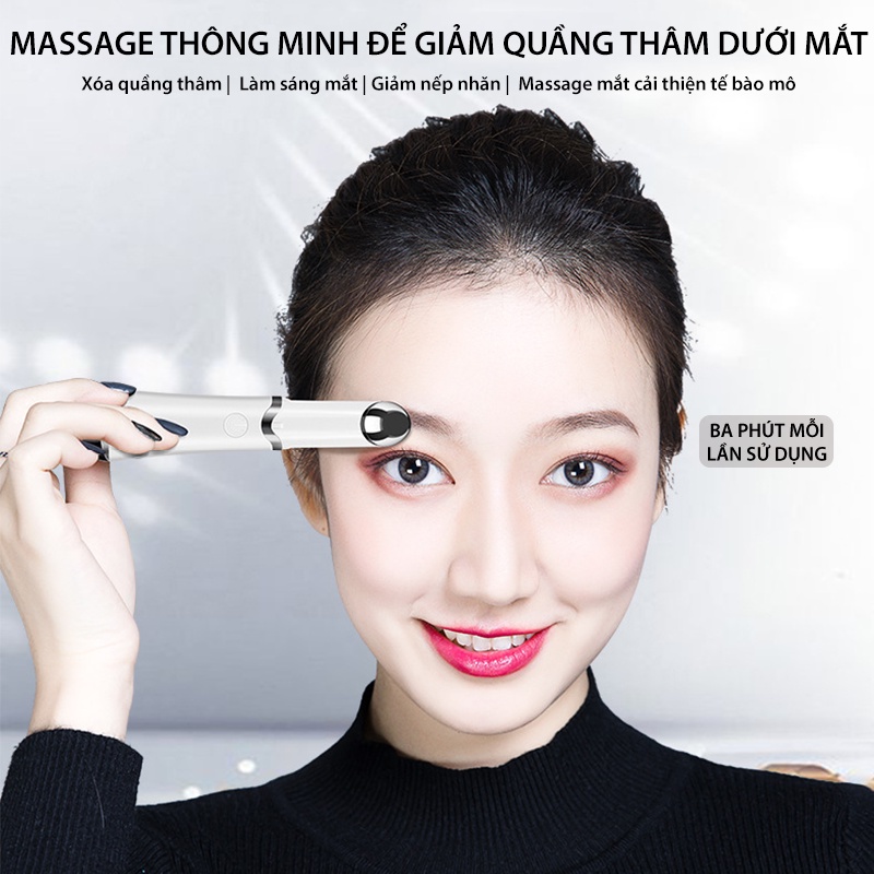 Máy Massage Mắt Mini Bút Massage Mini Sóng Siêu Âm Với Nhiệt, Giúp Giảm Quầng Thâm Bọng Mắt Bảo Hành [6 Tháng]