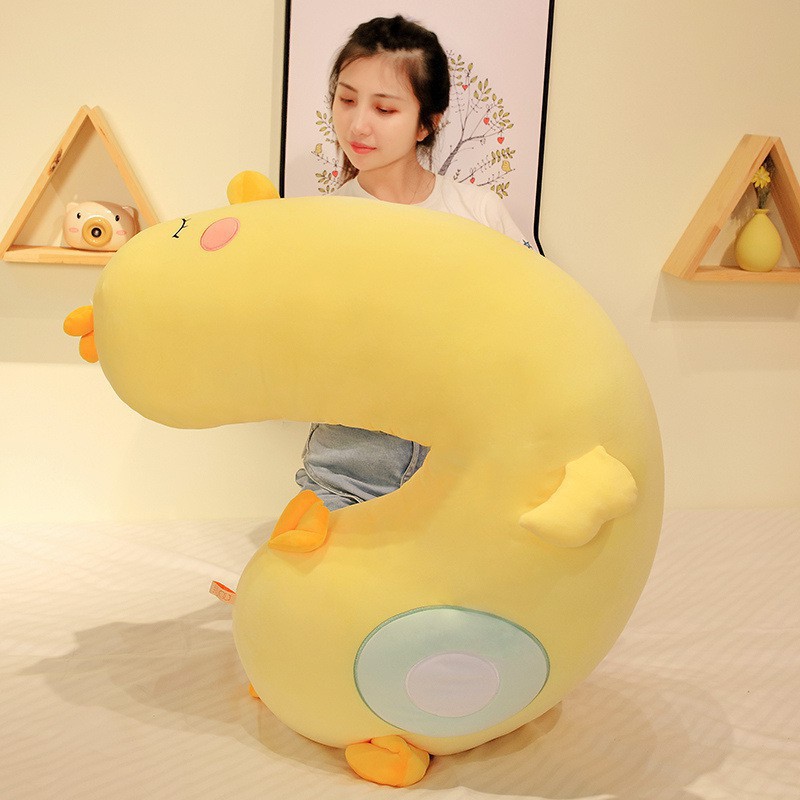 GẤU BÔNG GỐI ÔM GÀ VÀNG DÀI SIÊU CUTE, GẤU BÔNG CAO CẤP size 80cm - 1m