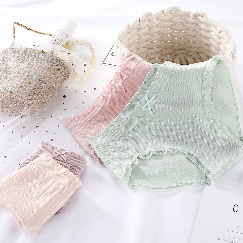 Quần lot nữ cotton dệt kim nơ loại 1 dày đẹp KIMCHIBIKINI chip kháng khuẩn ôm bụng nâng mông QL161