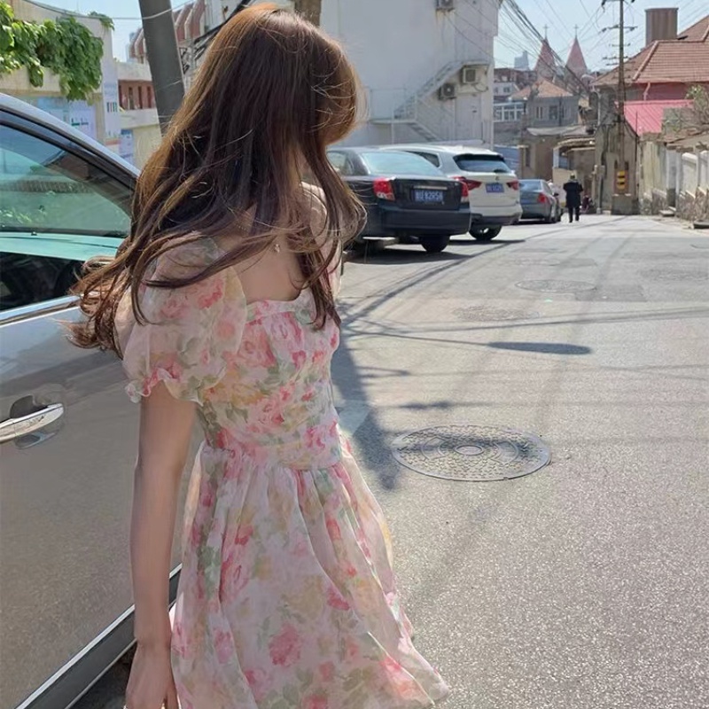 Đầm Perty họa tiết hoa thời trang mùa hè Hàn Quốc dành cho nữ
