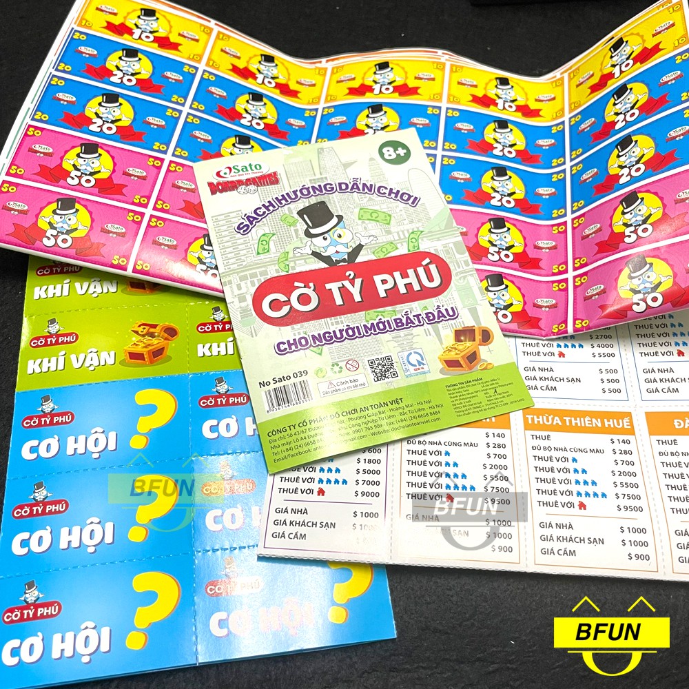 Cờ Tỷ Phú Cao Cấp LOẠI LỚN/ Mini SATO/LHT - Bộ Cờ Tỉ Phú Bàn Nhựa/Giấy Boardgame - Đồ Chơi Cho Bé Trai Bé Gái Bfun