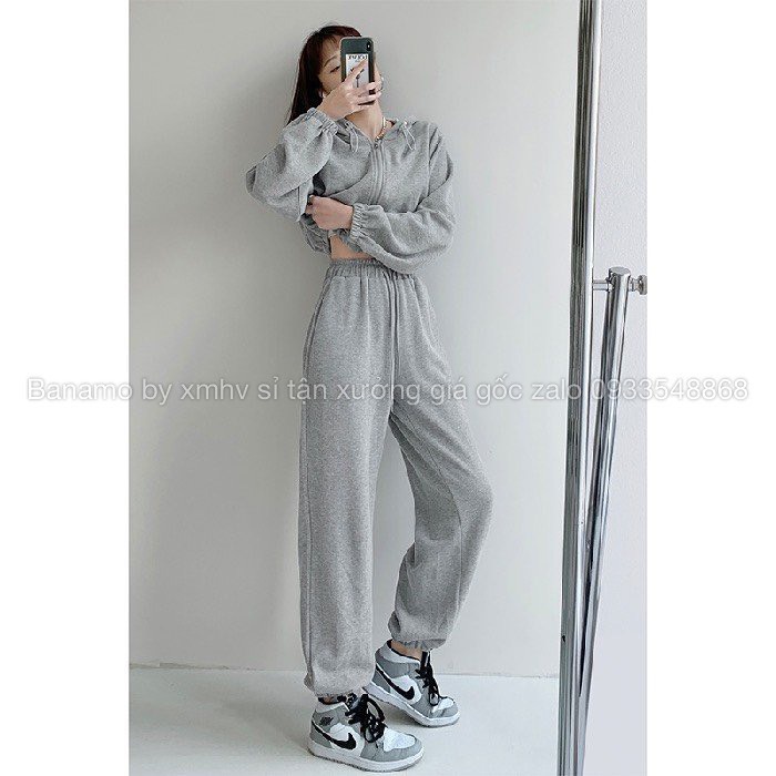 Quần jogger nỉ da cá ống suông bo gấu Unisex kiểu dáng thể thao siêu hot thời trang Banamo Fashion 297