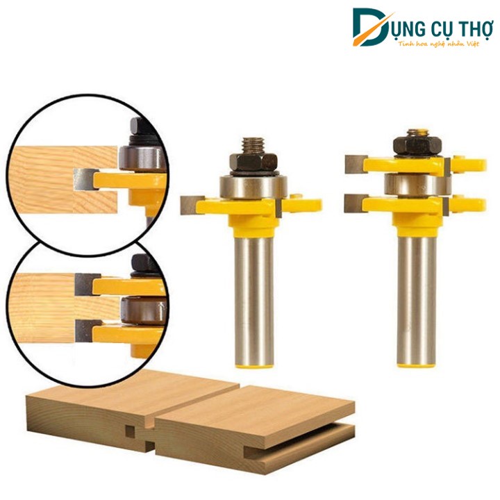 Bộ 2 Mũi Phay Gỗ Ghép Ván thẳng nhỏ 1 bi - Mũi Ghép Ván Dày 12 - 19mm