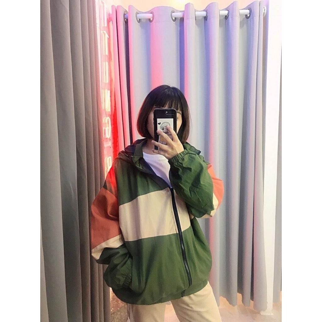 Áo khoác dù có nón KD8 sọc ngang lớn, chống thấm nước, chất liệu dù cao cấp, form unisex Hàn Quốc | BigBuy360 - bigbuy360.vn