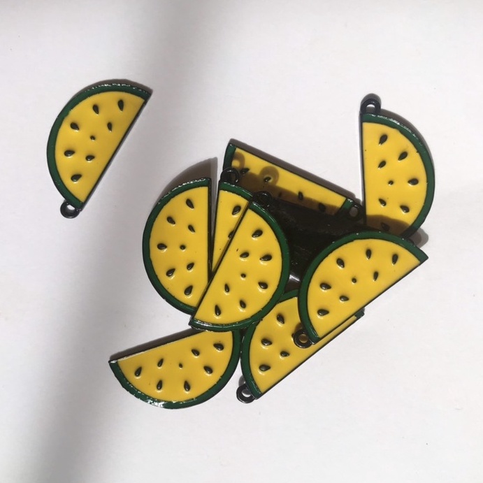Charm phụ kiện handmade hình trái dưa hấu vàng