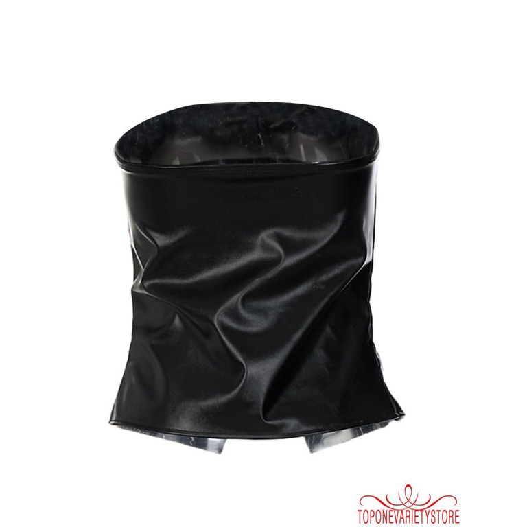 Áo corset da PU màu trơn không dây cài nút thời trang gợi cảm cho nữ
