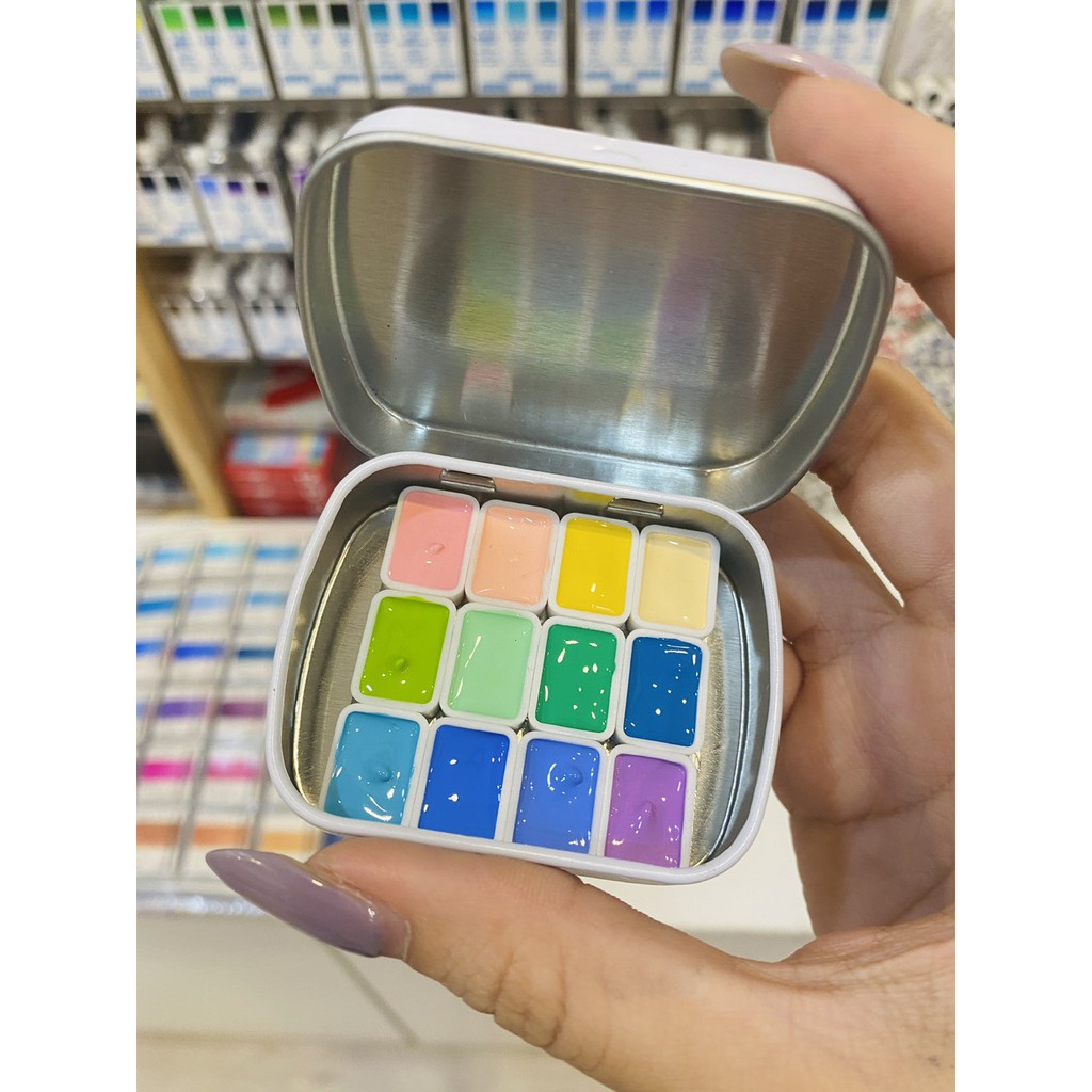 Pocket màu nước Holbein pastel 12 màu (0.5-1ml)