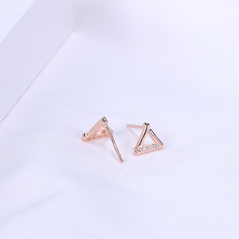 Bông Tai Korean Triangle CZ Stud Earrings for Women Girls Elegant Cute Simple Rhinestone Ear Studs  Fashion Jewelry