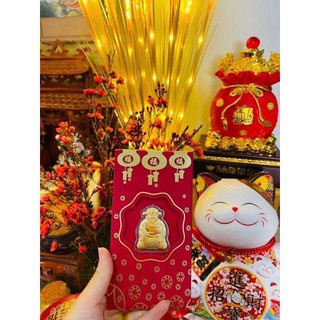 Lì xì 2022 tết đỏ thần tài may mắn mạ vàng 24K rước tài lộc SB756
