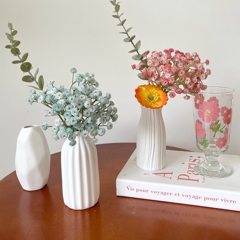 BÌNH GỐM - lọ hoa MINI - decor - gốm sứ bát tràng- hoa khô, hoa tươi cao 17cm nhiều mầu