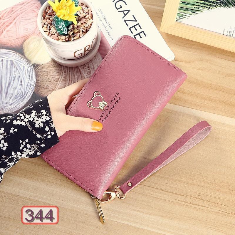 [Mã 151FASHIONSALE1 giảm 10K đơn 50K]Ví Dài Nữ Cầm Tay Khóa Kéo FOREVER YOUNG 344 Đính Chú Gấu Dễ Thương
