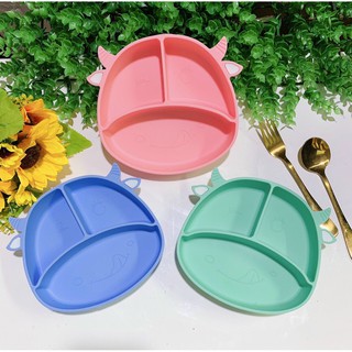 Khay ăn dặm Silicon 3 ngăn Hình nghé con- Có đế hút chân không