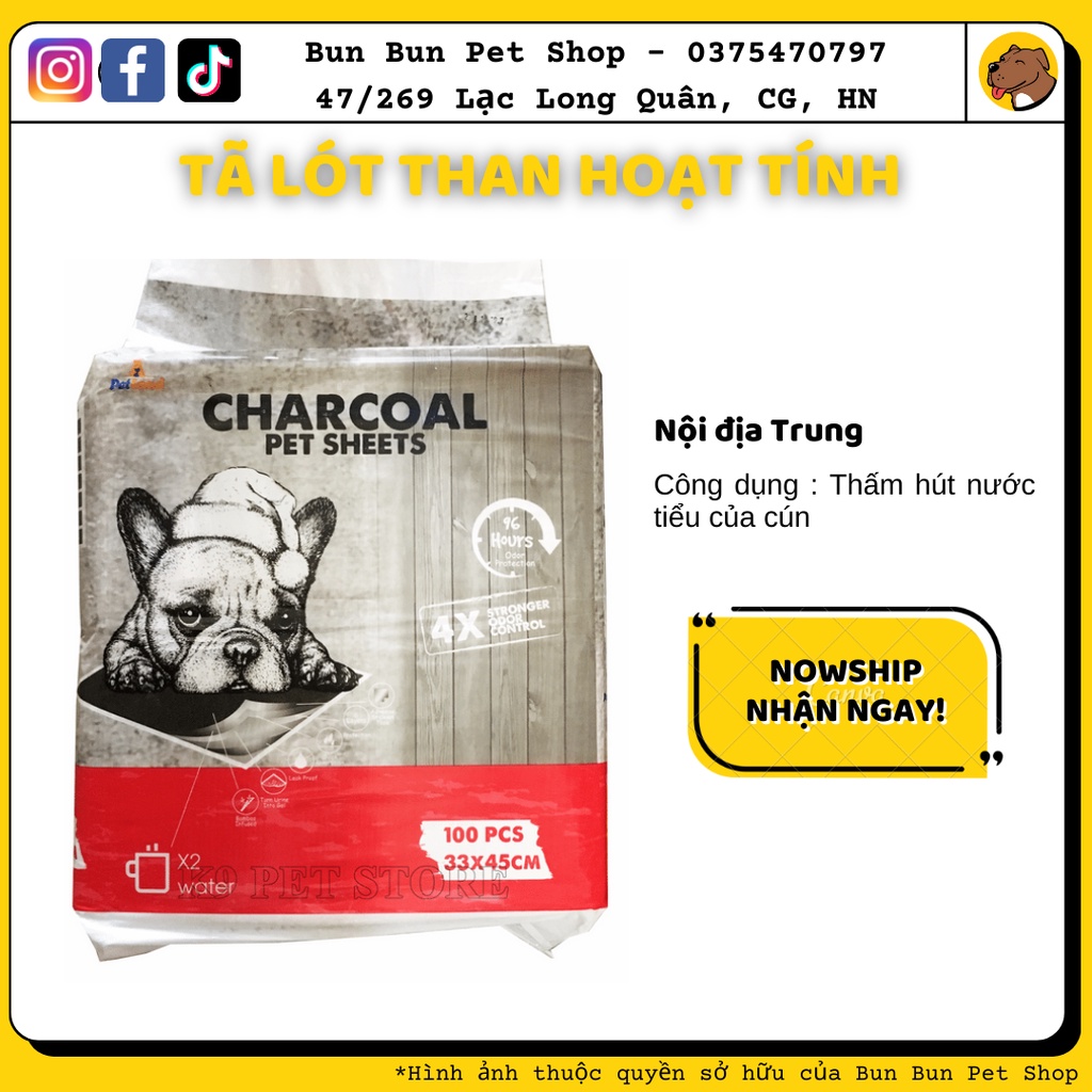 Tã lót than hoạt tính TQ vệ sinh cho chó mèo