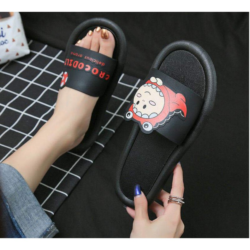 Dép Quai Ngang In Khủng Long Đế Tròn 15T012