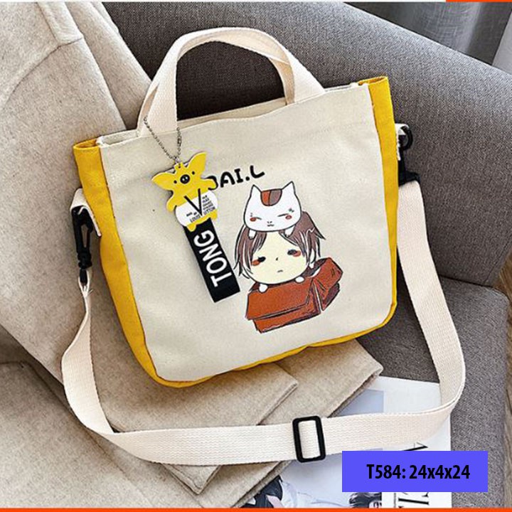 Túi xách tote vải bố đeo chéo đi học đi làm đẹp hình động vật dễ thương phong cách hàn quốc