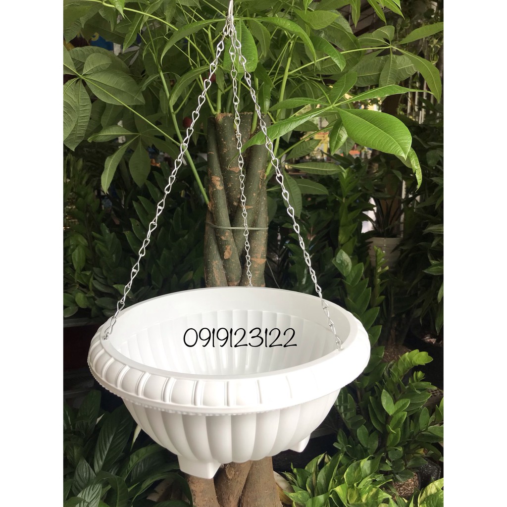 chậu nhựa trồng hoa dáng ly treo dây xích loại dày  đẹp kt 33*15