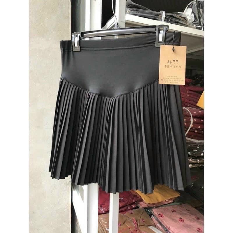 Chân Váy Bầu Ly ngắn☘️siêu đẹp☘️váy bầu xếp ly có quần bên trog❤️ảnh thật bên e chụp❤️dễ kết hợp đồ cho mẹ bầu diện xinh