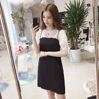 Đầm đen phối voan xinh xắn