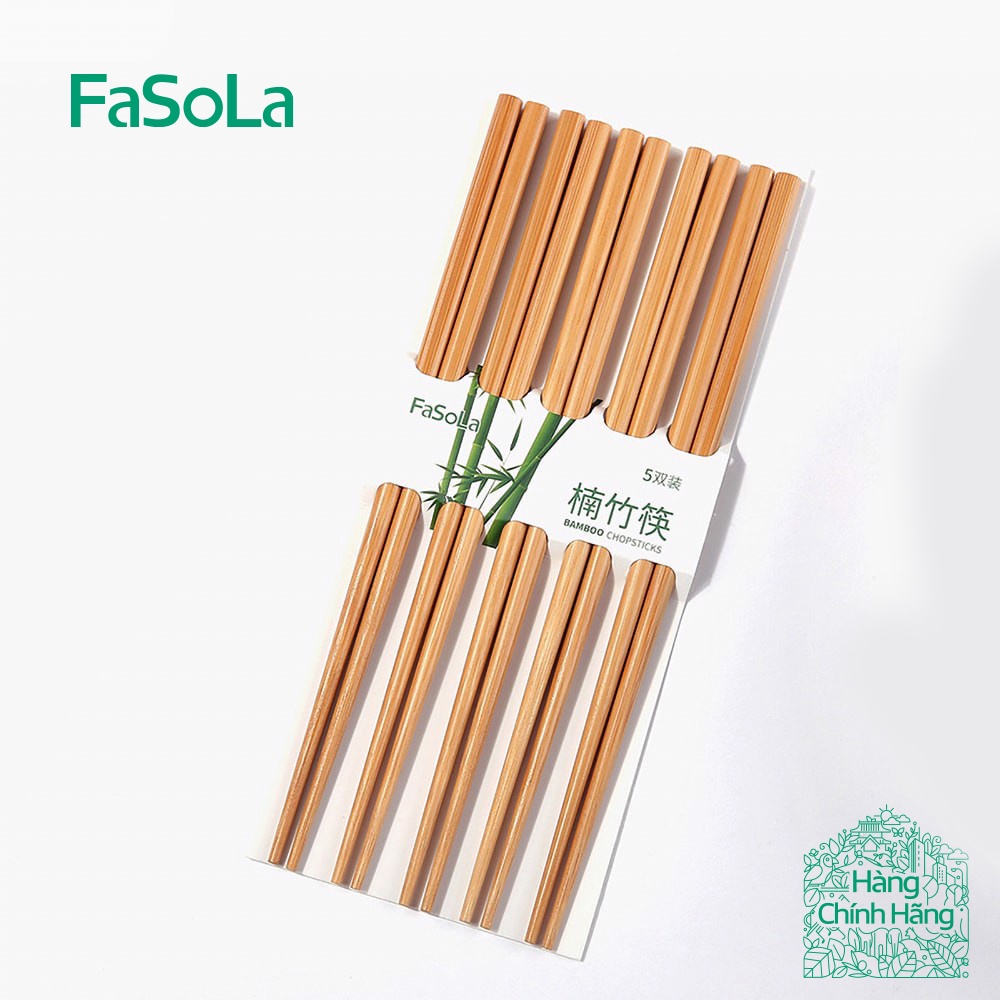 [FREESHIP] Bộ 5 đôi đũa tre tự nhiên FASOLA FSLRY-236