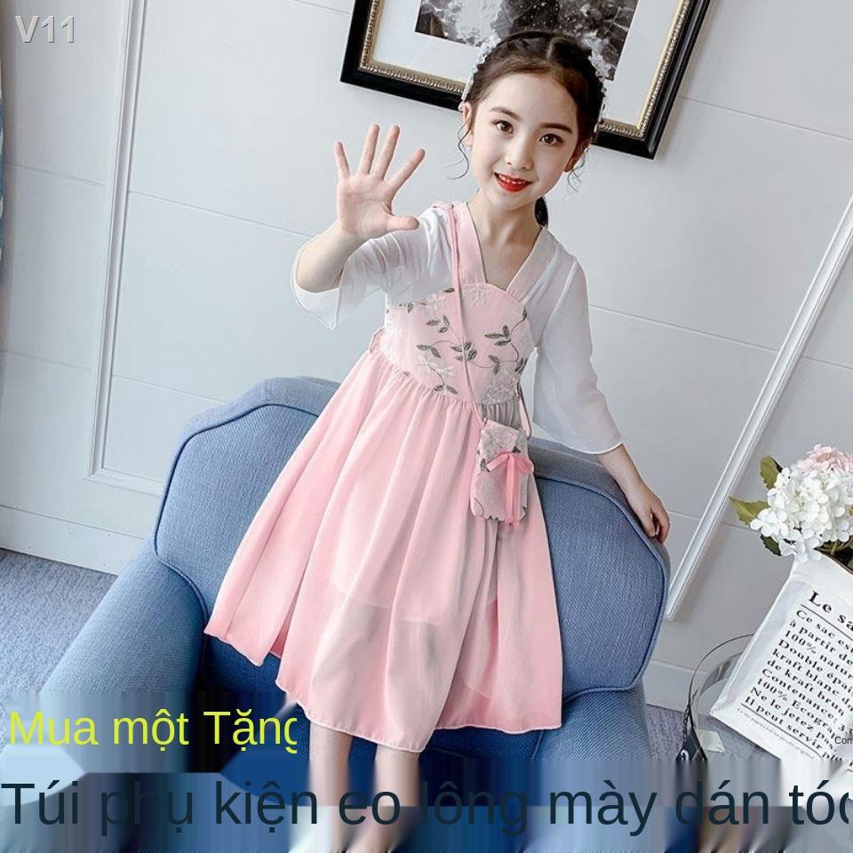 ♂✽Trẻ em Hanfu Áo dài cho Váy lớn Quần của phụ nữ Phong cách Trung Quốc 12 tuổi