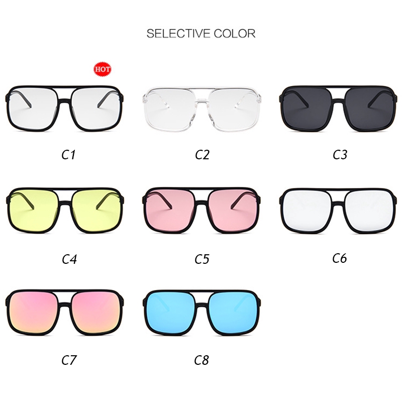 Kính Mát Gọng Vuông Chống Tia Uv Phong Cách Retro