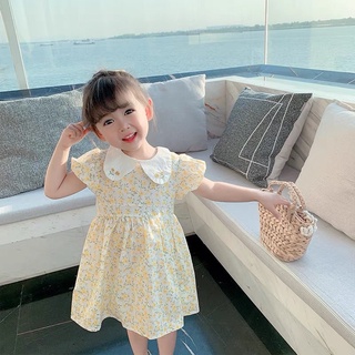 Váy hoa nhí cổ sen phối nơ lưng siêu xinh cho bé