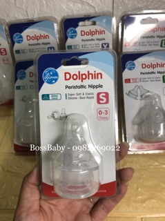 Núm ty silicone siêu mềm cổ hẹp Dolphin