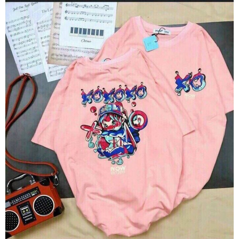 Áo Thun Tay Lỡ UNISEX Dành Cho Nam Và Nữ Màu Hồng Và Đen