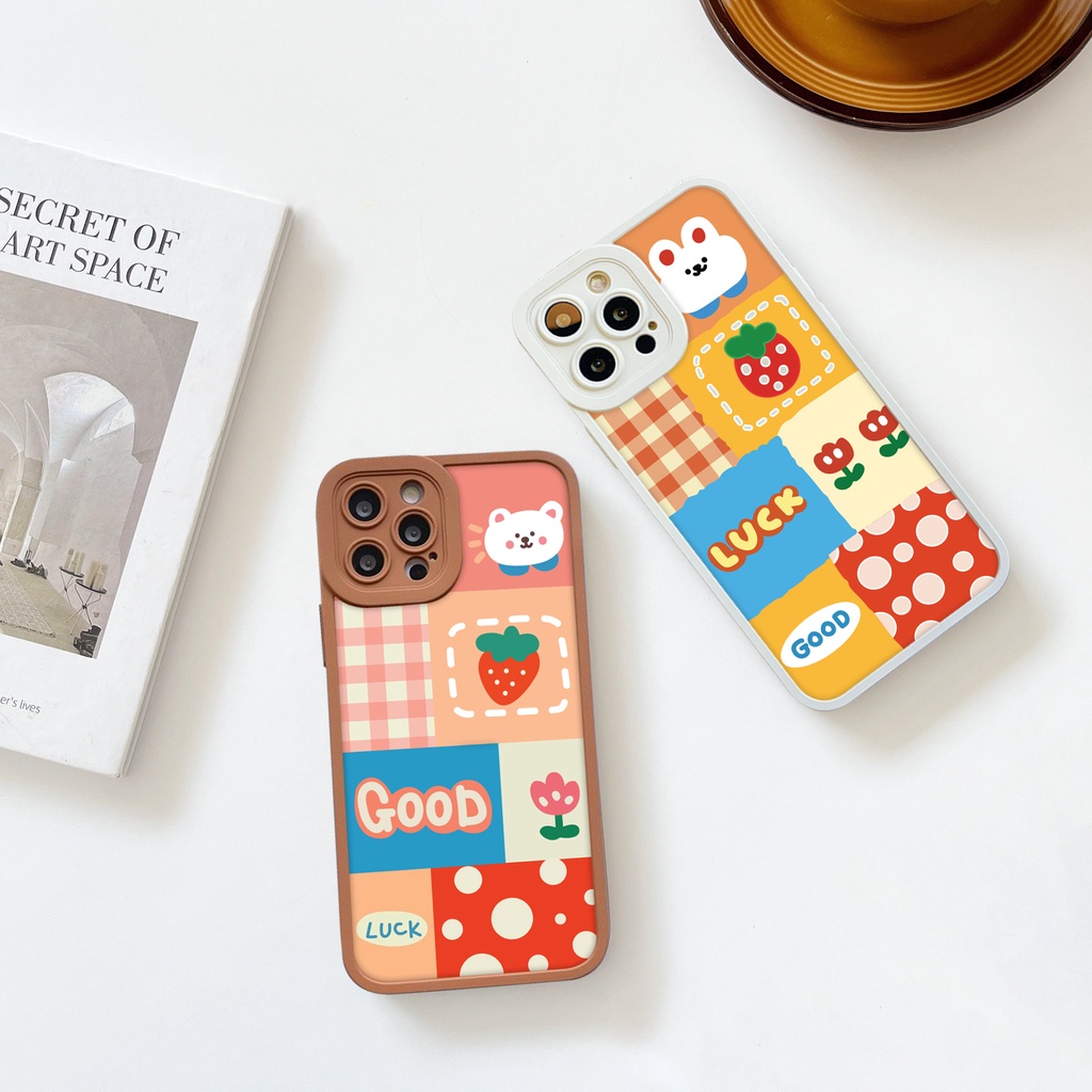 Ốp lưng iphone cạnh vuông lỗ camera gấu dâu 6s/6splus/7/7plus/8/8plus/x/xs/11/12/13/pro/max/plus/promax-Sale Sốc U4-16