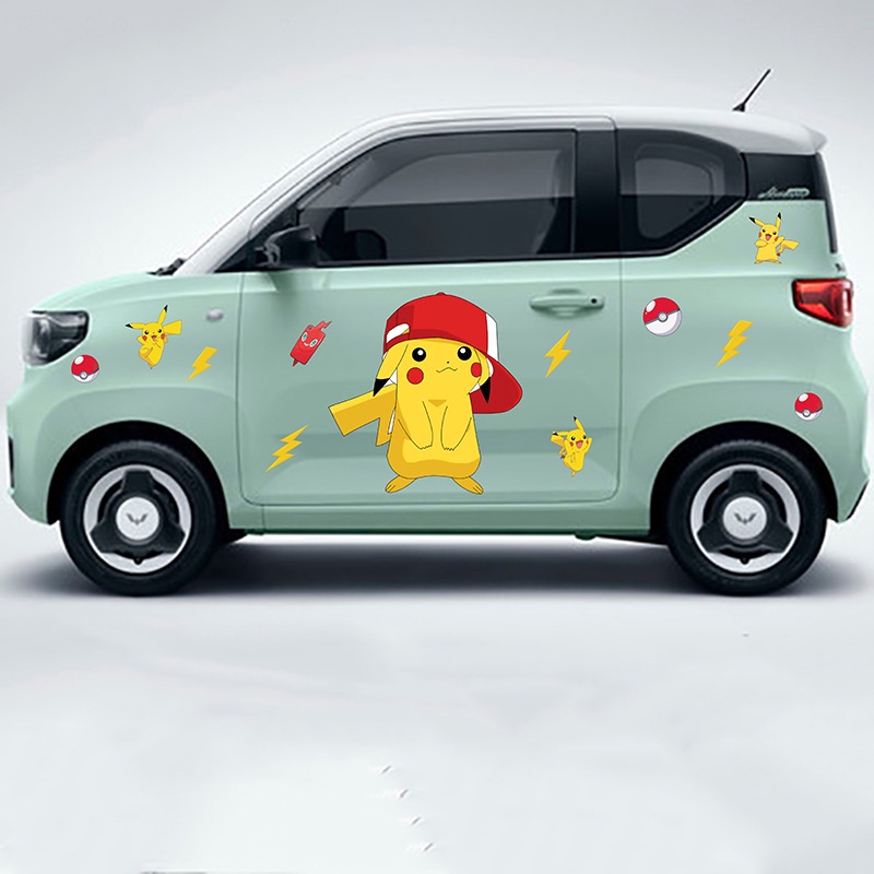 Giấy Dán Tường Tự Dính Bằng PVC Họa Tiết Hoạt Hình pokemon Pikachu Trang Trí Xe Hơi