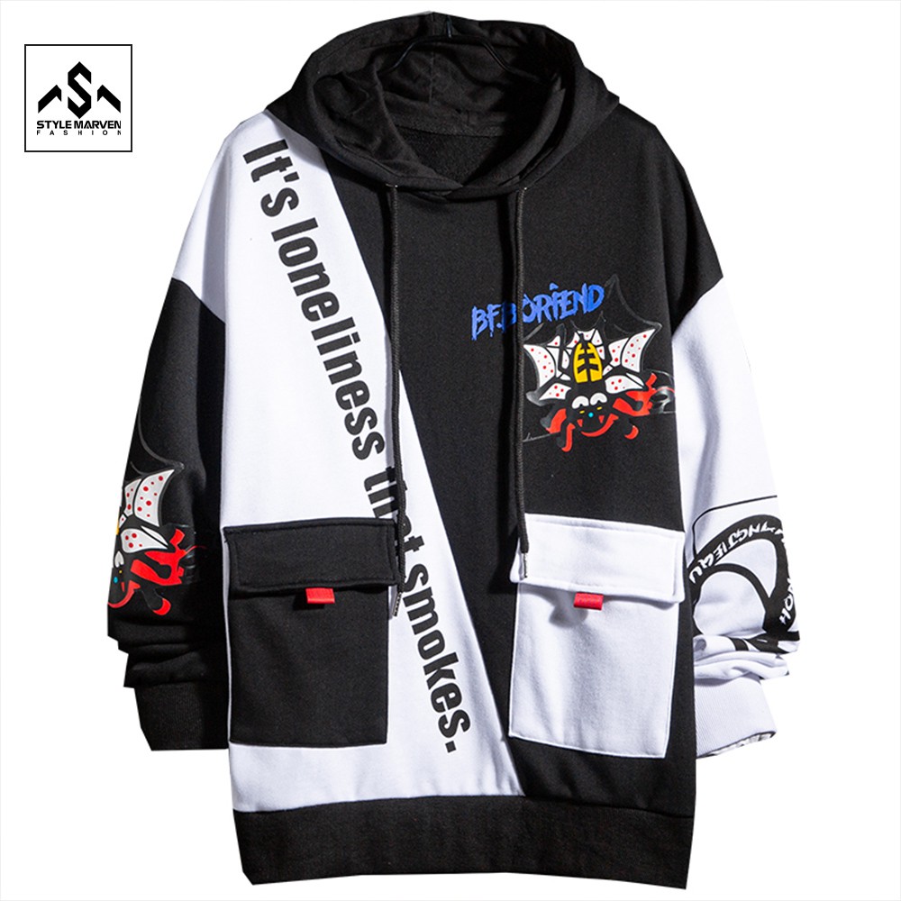 Bộ đồ nam chất thun da cá STYLE MARVEN áo Hoodie túi hộp BF.BORFEND mix quần Jogger dây phối chữ năng động SET 9000088