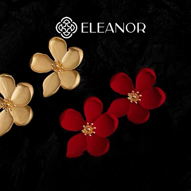 Bông tai nữ chuôi bạc 925 Eleanor Accessories hình bông hoa bản to phụ kiện trang sức 4265
