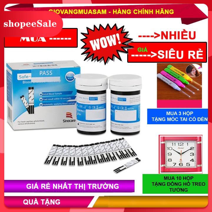 [Flash sale] Hộp 50 que thử đường huyết Sinocare Safe-Accu +Mua ( 3hộp tặng móc tai) 10 Hộp Tặng Đồng Hồ Treo Tường