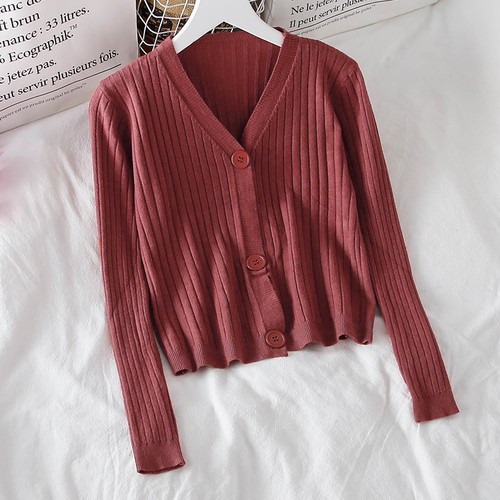 Áo khoác cardigan nữ len mỏng dệt kim ulzzang Hàn Quốc màu sáng