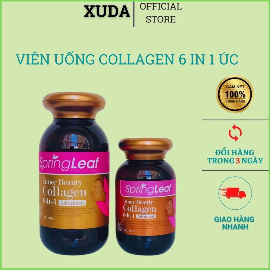 Viên collagen Spring Leaf Inner Beauty collagen 6-in-1 Advanced chính hãng Úc 90v / 180v chống lão hóa đẹp da