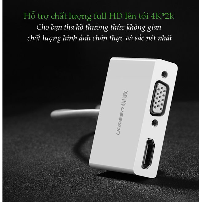 Cáp chuyển USB Type C To HDMI và VGA Chính hãng Ugreen 30843 chính hãng