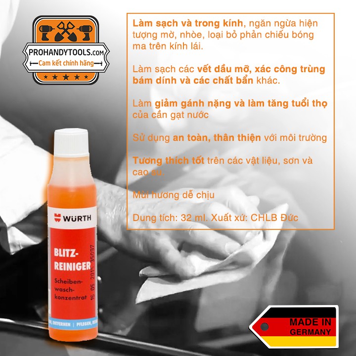  Nước Rửa Kính Chắn Gió Wurth Rapid Windscreen Cleaner 32ml