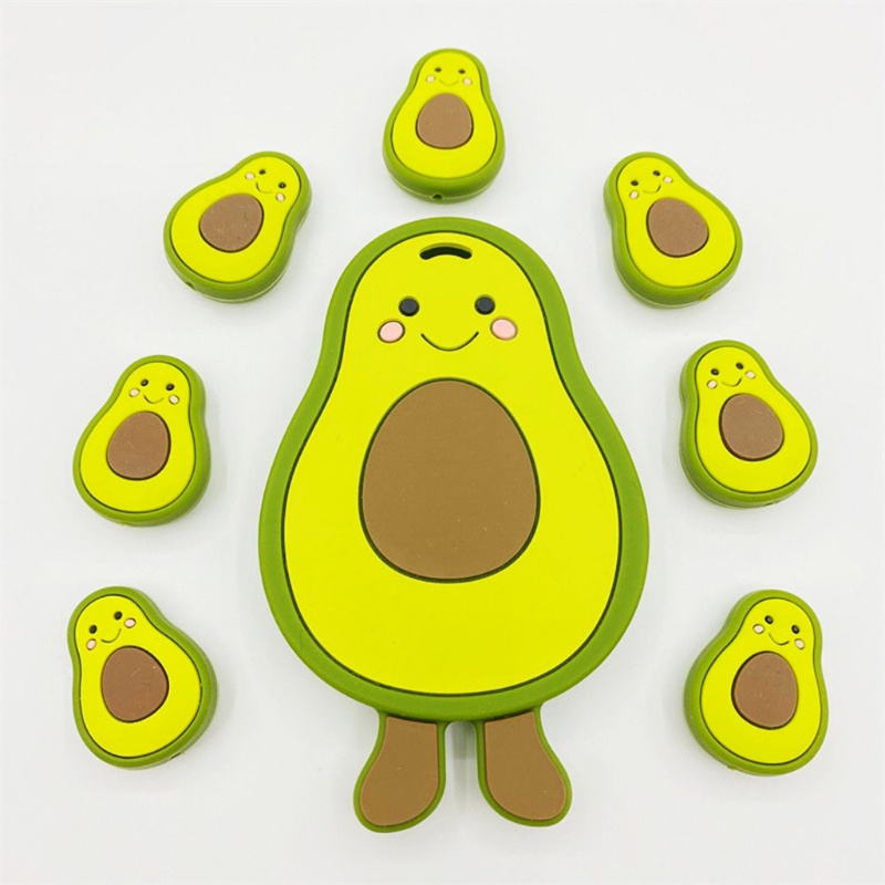 Đồ Chơi Gặm Nướu Bằng Hạt Silicon Không BPA Hình Quả Bơ Hoạt Hình Dành Cho Bé Sơ Sinh