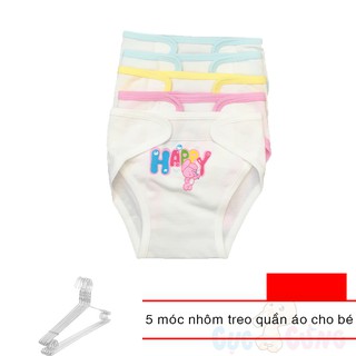 Tã vải dán Hello B&B trắng viền màu - size L - 5 cái/bịch TẶNG 5 móc nhôm treo đồ bé