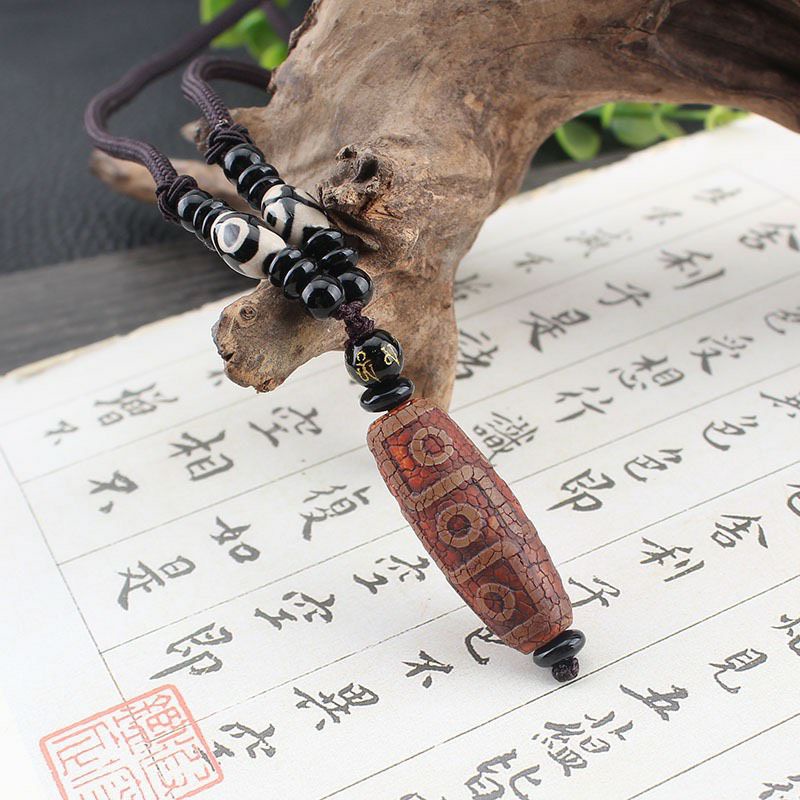 MẶT DÂY CHUYỀN THIÊN CHÂU DZI 9 MẮT TÂY TẠNG MAY MẮN MỆNH HOẢ