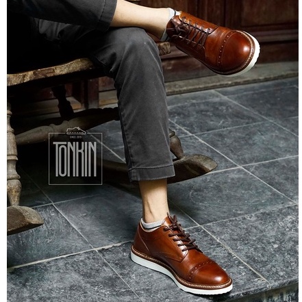 [CAO CẤP] Giày da nam công sở màu nâu COLE HAAN HM mũi tròn Đế bánh mì Phong cách văn phòng đường phố bụi bặm BH 1 năm
