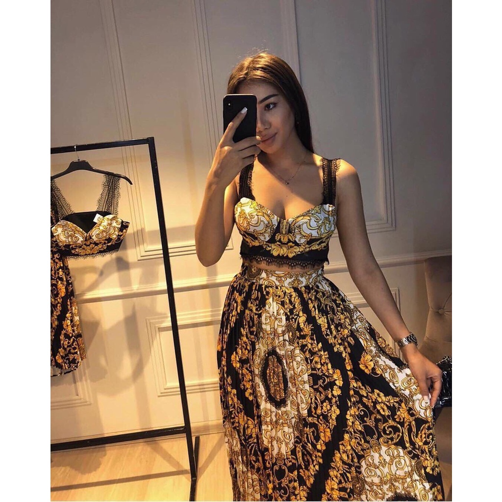 Set áo váy nữ thời trang cao cấp Versace phong cách quyến rũ, thu hút