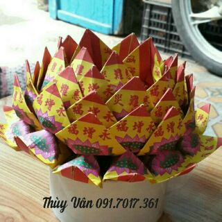 HOA SEN GIẤY CÚNG DƯỜNG NHIỀU CÁNH ( gấp bằng giấy in Chú Đại Bi )