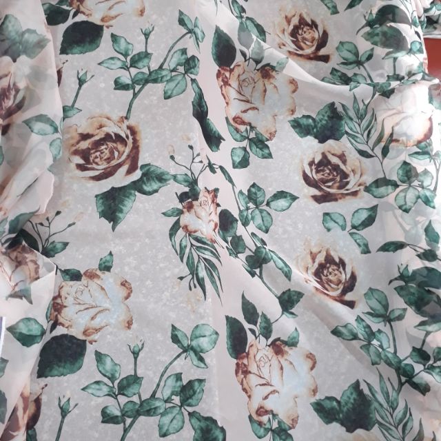 Combo vải tơ hoa hồng