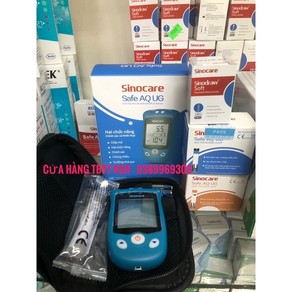❤ TẶNG 100 TEST Máy Đo Tiểu Đường,đường huyết Và Axit Uric  2 Trong 1 Sinocare AQ UG