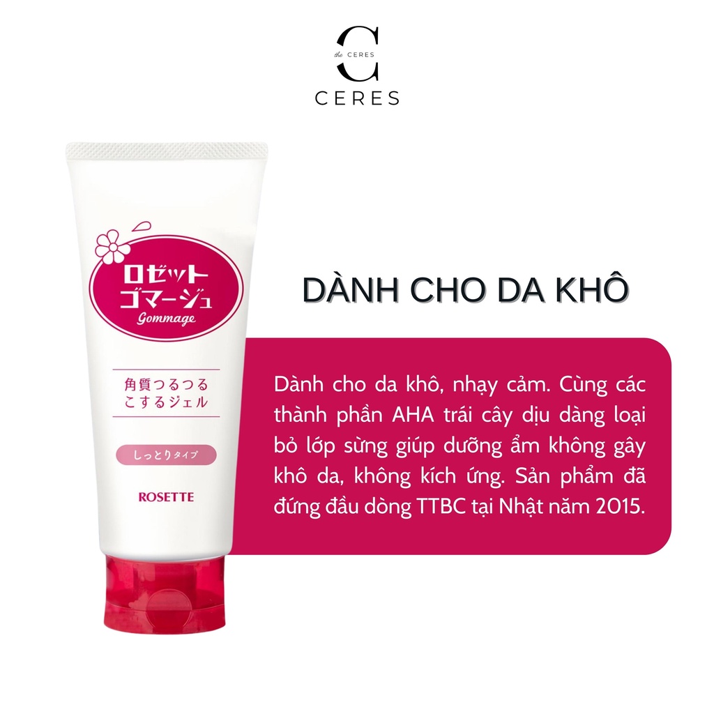 Tẩy Da Chết Mặt Rosette Hồng - Gel Tẩy Tế Bào Chết Gommage Moist Cho Da Khô 120gr