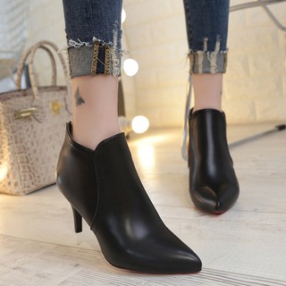 Giày boot nữ cổ ngắn sexy màu đen phong cách trẻ trung (7cm )